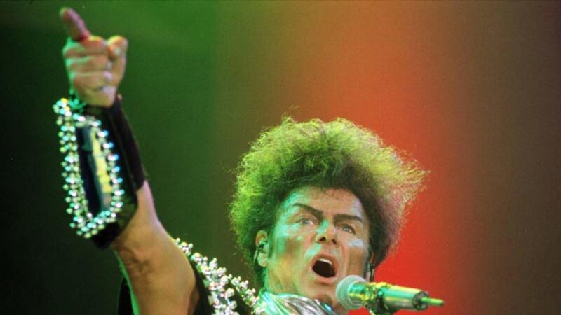 A 1998 file photo of rockstar Gary Glitter, real name Paul Gadd, who has been convicted of one count of attempted rape, four counts of indecent assault and one count of sexual intercourse with a girl under the age of 13. Photograph:  PA Wire.