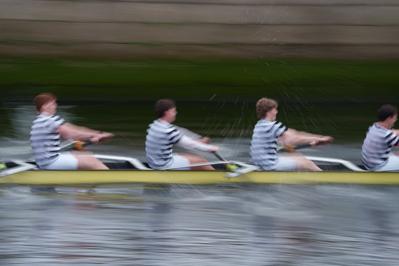 The Trinity senior men’s eight in action. Photograph: Barry Cronin