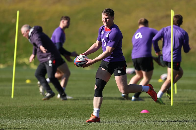 Northampton centre Fraser Dingwall is set to make his first appearance for England in over a year on Sunday in a Saints-heavy backline.
Photograph: David Rogers/Getty Images