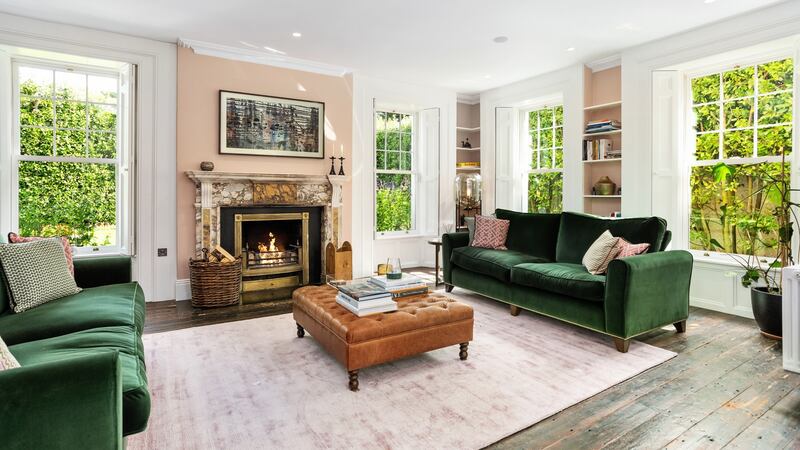 Living room: the fireplace featured in the 1996 film, Michael Collins