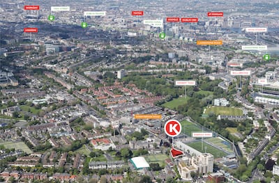 An aerial view shows the location of the Circle K site in Donnybook, Dublin 4