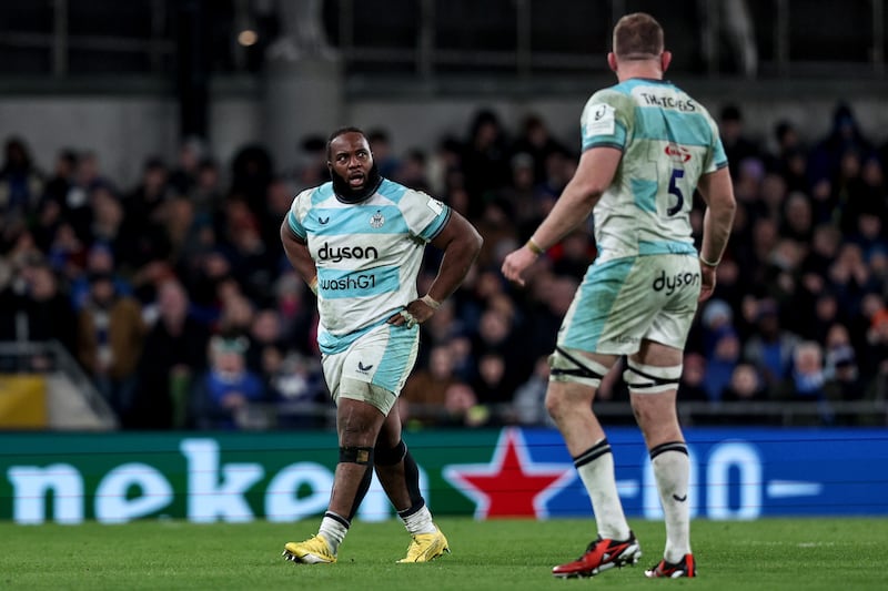 Bath's Beno Obano leaves the field due to a red card. Photograph: Ben Brady/Inpho