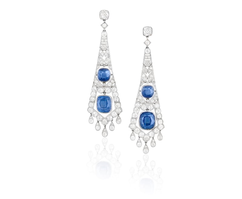 Sapphire and diamond pendant drops €10,000-€15,000