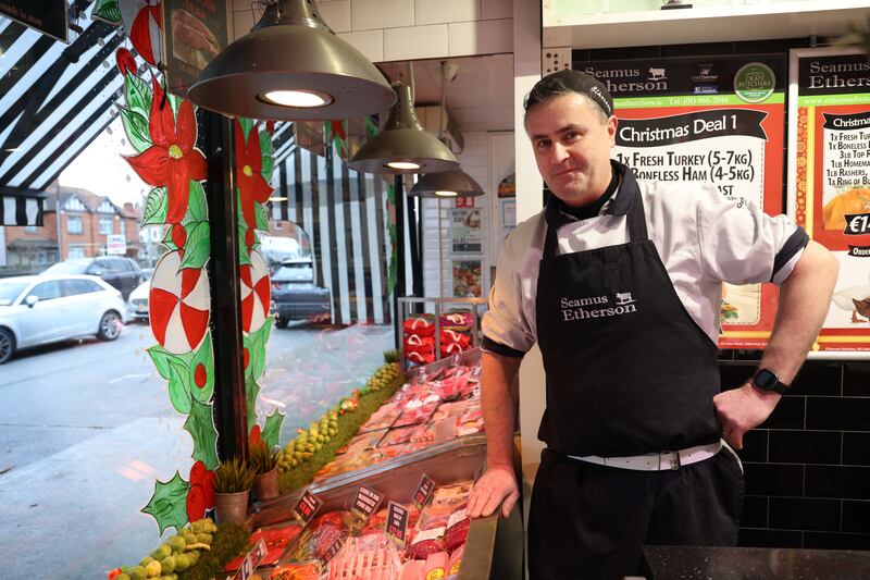  Seamus Etherson in his butchers shop in Cabra Dublin. Photo: Bryan O’Brien / The Irish Times
