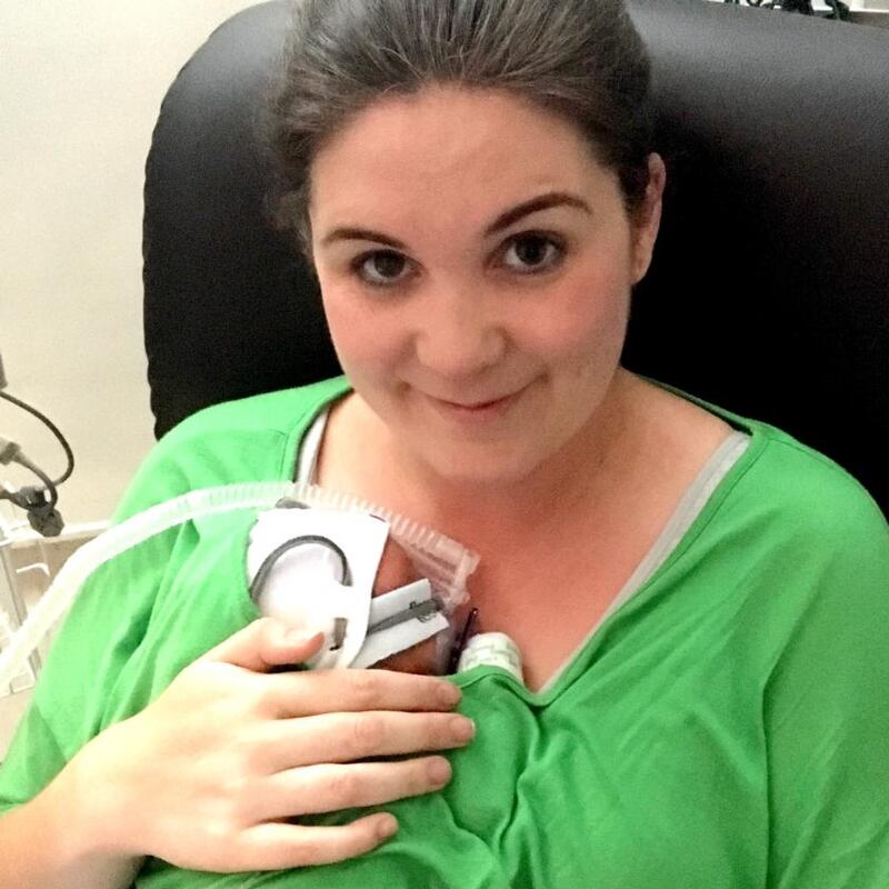 Isabel Hayes with Theo: the best hours are the times when I can hold him close to me, under my top – kangaroo care