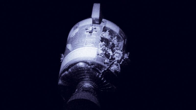 The Apollo 13 damaged service module Odyssey after being jettisoned. Photograph: AFP via Getty