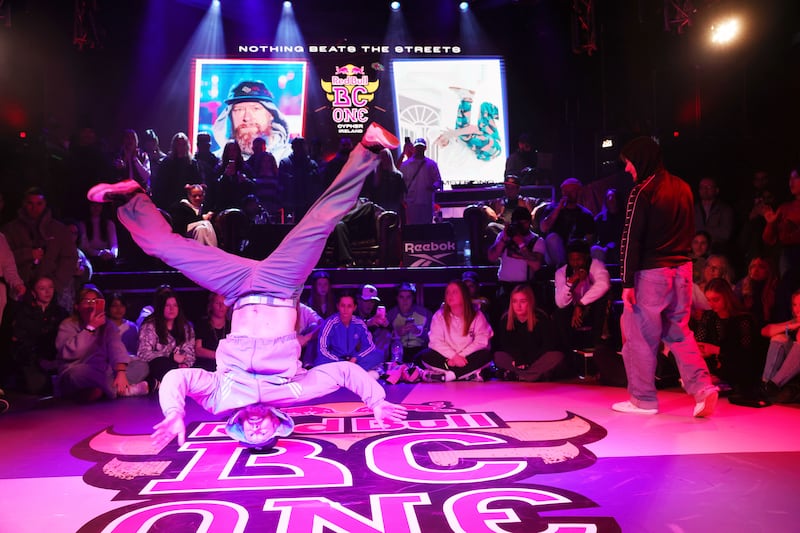 Red Bull BC One National Cypher: B-boy Seb aka P-Dirty (Sebastian Krezel) competes against B-boy Armstrong (Jack Snochowski). Photograph: Alan Betson