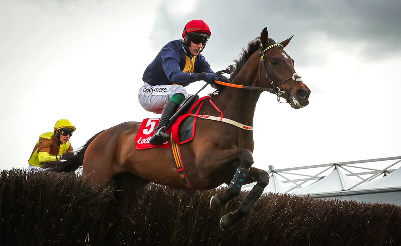 JJ Slevin on Fastorslow clearing the last on his way to winning the Punchestown Gold Cup in May 2023. Photograph: Ryan Byrne/Inpho