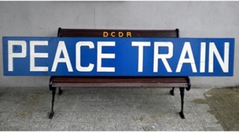 A Peace Train placard