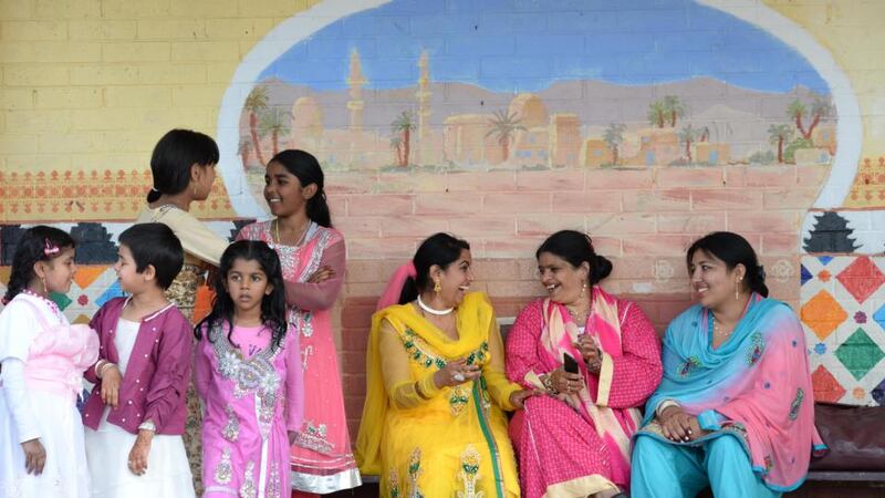 Families at Clonskeagh mosque for Eid ul-Fitr. Photogrpahs: Dara Mac Dónaill