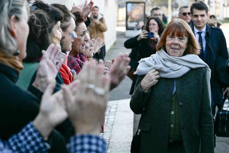 Supporters of Gisèle Pelicot outside the Avignon courthouse during the trial of Dominique Pelicot. Photograph: Christophe Simon/Getty