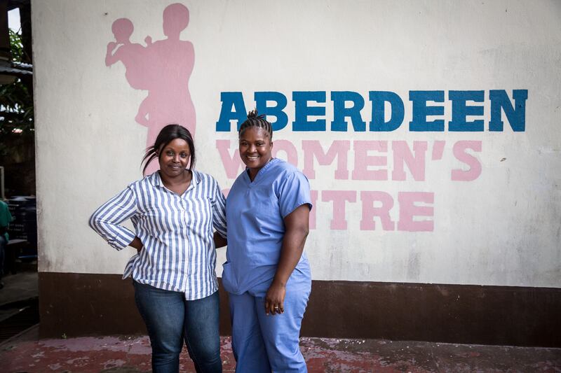 Martha Bangura, a social worker at Aberdeen Women's Centre, and Mariama Cole, the centre’s lead nurse on sexual and gender-based violence. Photograph: Sally Hayden