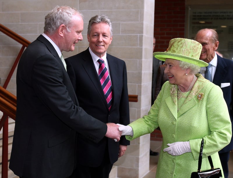 Queen Elizabeth shakes hands with then deputy first minister of Northern Ireland Martin McGuinness in Belfast on June 27th, 2012. Photograph: Paul Faith/WPA Pool/Getty Images