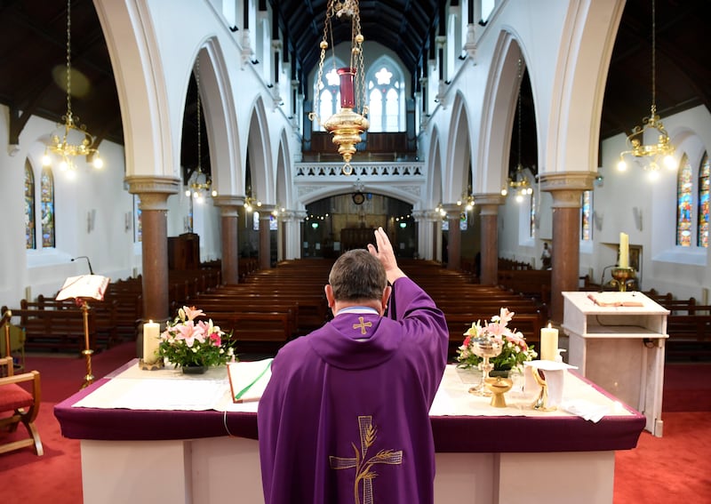 On the website of the Church of the Annunciation, Rathfarnham, the webcam section grants access to a variety of Masses, including funerals that have taken place in recent times. Photograph: Aidan Crawley/EPA-EFE  EPA/Aidan Crawley