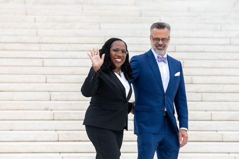 Justice Ketanji Brown Jackson and her husband Patrick Jackson:  She is first black woman to sit on the supreme court. Photograph: Amanda Andrade-Rhoades/Bloomberg