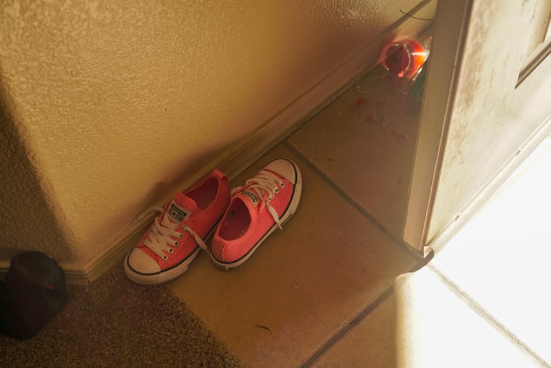 A child's shoes left behind after an eviction carried out by Constable Scott Blake in Phoenix, Arizona. Photograph: Enda O'Dowd