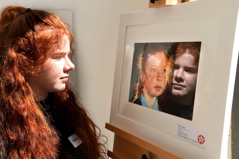 Mayo artist Hetty Lawlor in 2018 when, aged 17, she won the Texaco Children's Art Competition. Photograph: Dara Mac Dónaill