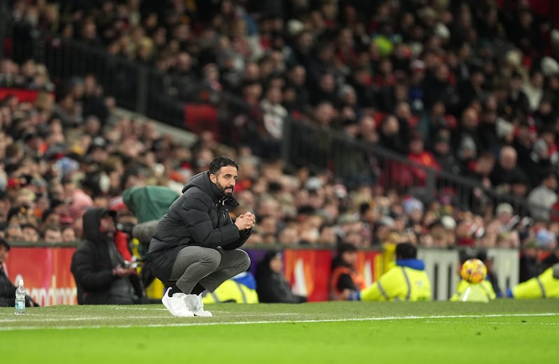 Manchester United manager Ruben Amorim during the Premier League match against Newcastle United at Old Trafford, Manchester, on December 30th, 2024. Photograph: Martin Rickett/PA Wire
