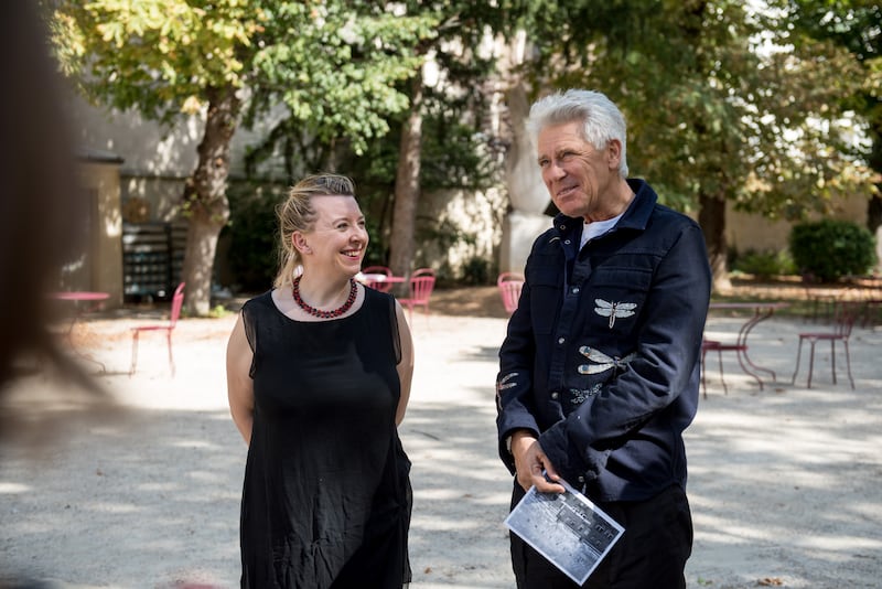 Nora Hickey M’Sichili, director of the CCI since 2013, with Adam Clayton of U2 in 2018. Photograph: Julien Mouffron-Gardner