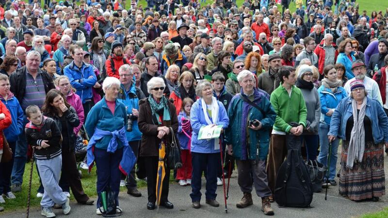 People attending the Walk in the Woods protest and concert in Avondale Forest Park. Photograph: Eric Luke/The Irish Times