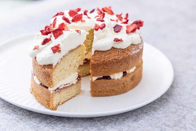 Victoria sponge with strawberry compote and fresh cream. Photograph: Harry Weir