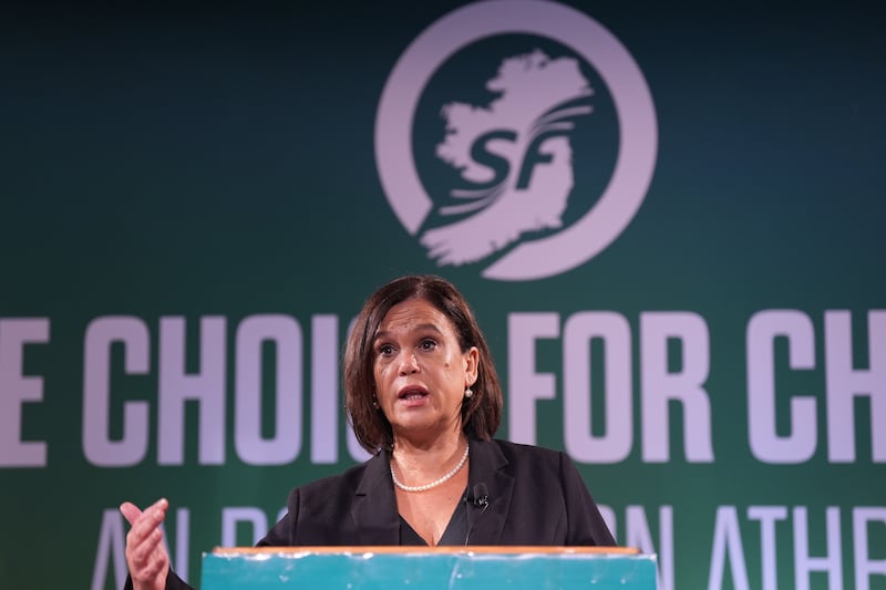 Sinn Fein President Mary Lou McDonald at the launch of the Sinn Fein manifesto for the General Election on November 29th Photograph: Niall Carson/PA Wire