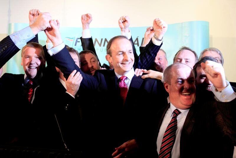 Micheál Martin celebrating after the 2011 general election. Photograph: Peter Muhly/AFP