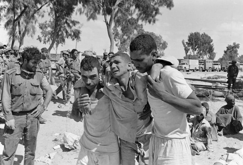 Wounded Egyptian soldiers captured by Israeli forces during the Six-Day War.   Photograph:  Terry Fincher/Getty Images