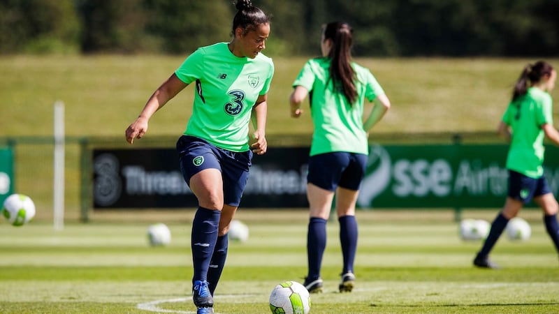 Rianna Jarrett trains with the Republic of Ireland Women’s squad last month. Photograph:  Ryan Byrne/Inpho