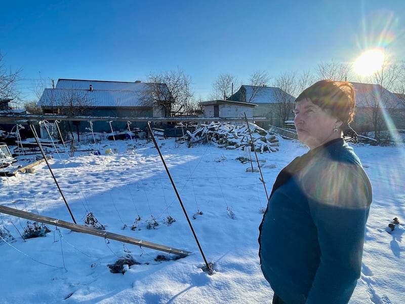 Russian troops positioned an artillery gun and troops behind Nelya Honchar's house in the village of Kozarovychi  in February-March 2022. Photograph: Daniel McLaughlin