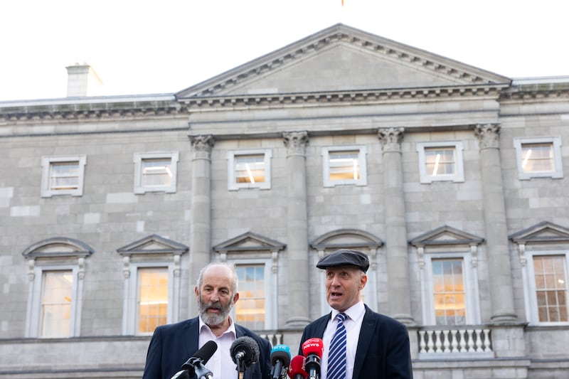 Danny Healy Rae TD and Michael Healy Rae TD speaking to the media earlier this week. Photo: Sam Boal/Collins Photos 