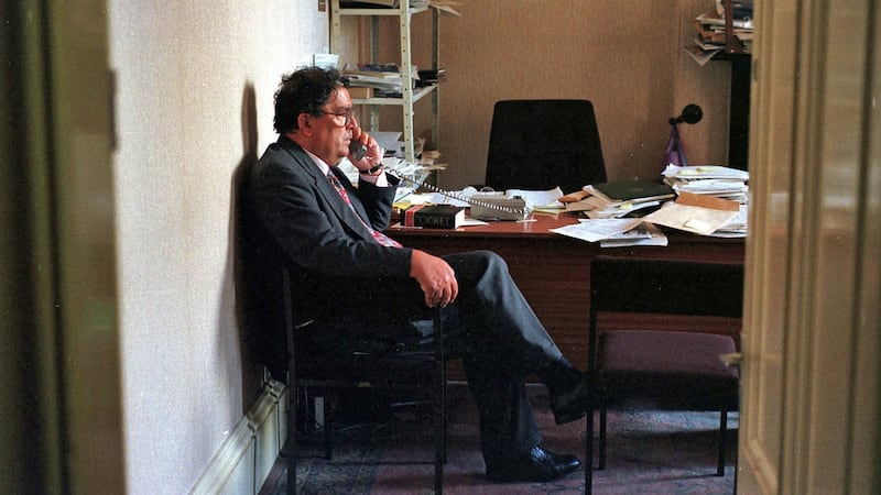 John Hume in his SDLP office in Derry. Photograph: Trevor McBride