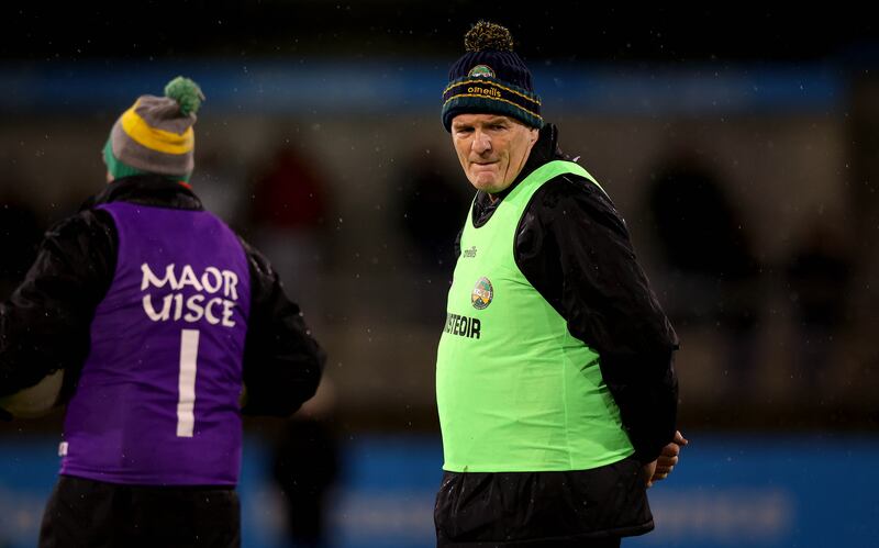 Liam Kearns on duty with Offaly at an O'Byrne Cup game against Dublin in Parnell Park in January. 'There was just no bullshit with him. He would give it to you straight, no sugar-coating. And because of that, he got instant respect from everybody,' says Nigel Dunne who returned to the panel when Kearns called him up. Photograph: Ryan Byrne/Inpho 