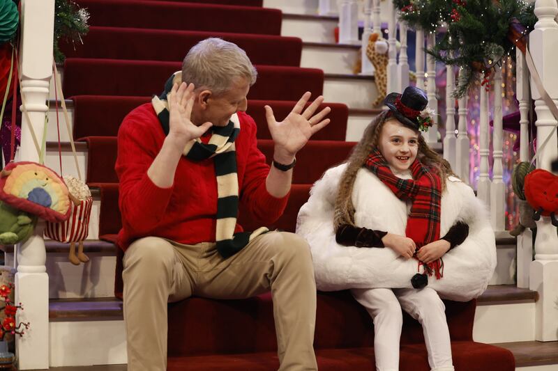 Patrick Kielty with Isabelle McCarthy (7) on the Late Late Toy Show. Photograph: Andres Poveda