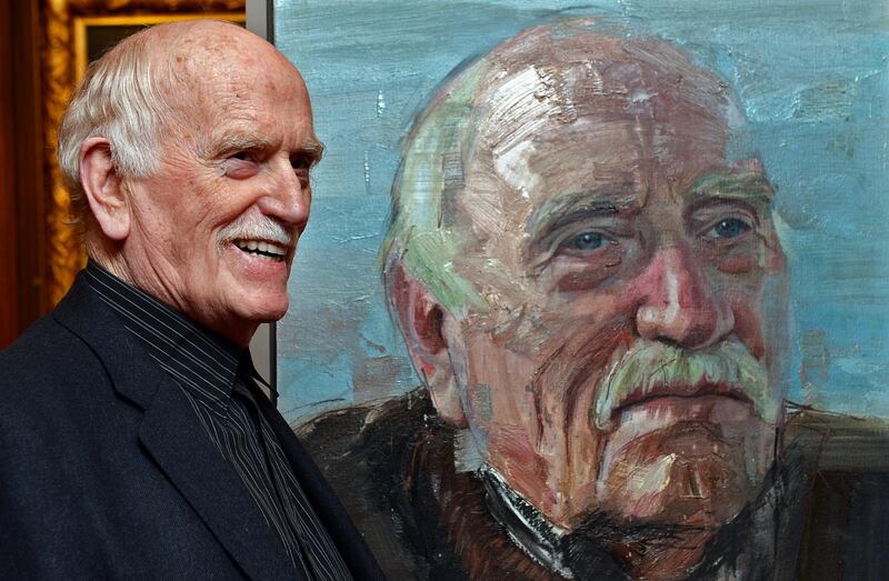 A portrait of Thomas Kilroy by artist Colin Davidson was unveiled at the Abbey Theatre Dublin to mark his 80th birthday in 2014. 
Photograph: Eric Luke / The Irish Times  