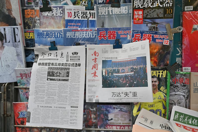 The front pages of newspapers in Beijing last Wednesday carries news of Donald Trump's election win in the US. Photograph: Adek Berry/AFP via Getty Images