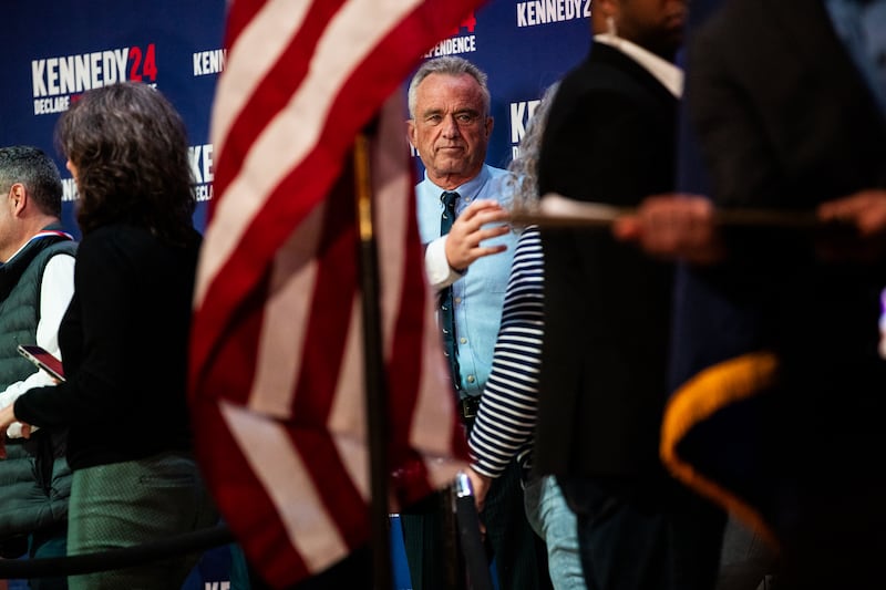 Independent presidential candidate Robert F Kennedy jnr  with supporters in Grand Rapids, Michigan.  Emily Elconin/Getty Images)