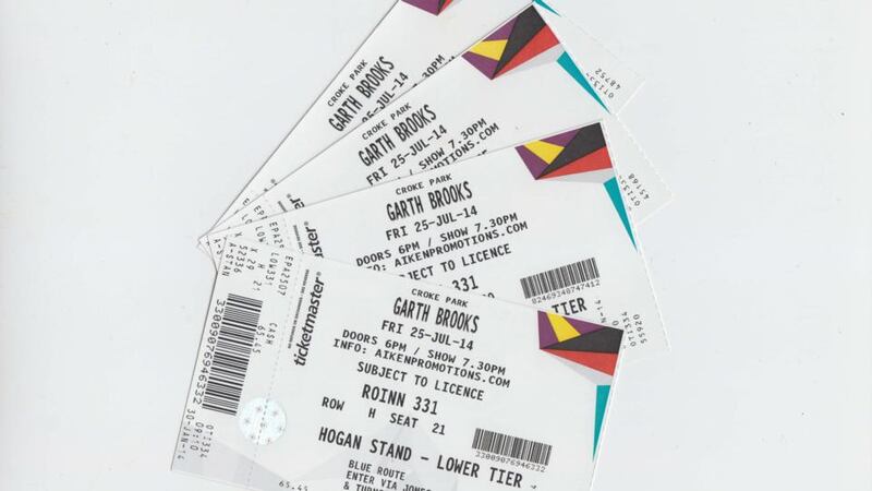 Garth Brooks tickets for Friday July 25th at Croke Park. Hoteliers and the Dublin Chamber of Commerce lamented the loss of revenues for the city, estimated at €20 million for the two refused concerts Photograph: Collins Photos