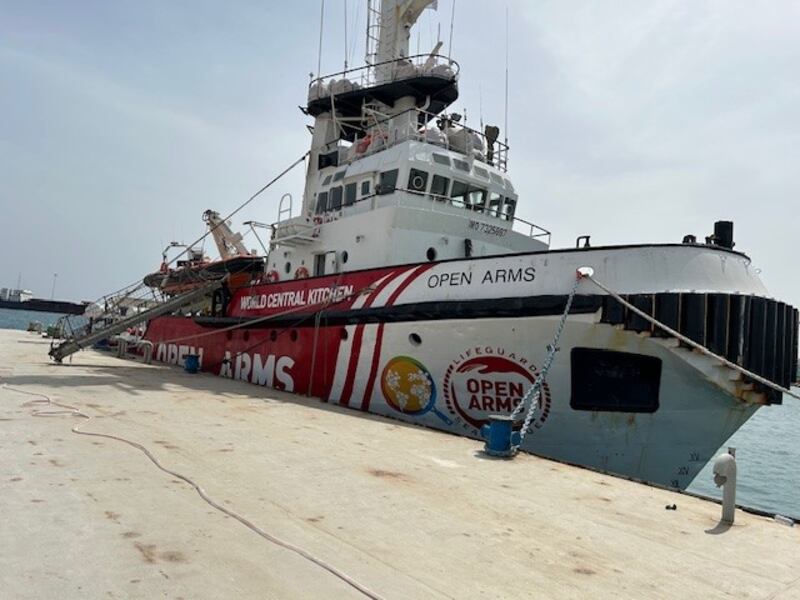 The Open Arms in Larnaca on Friday: 'We don’t know what we will find when we arrive off Gaza,' says its captain, Marc Reig Creus. 'The shore is [uncharted] sand.' Photograph: Michael Jansen