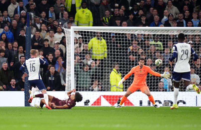 Timo Werner opened the scoring for Spurs with his shot in the fifth minute. Photograph: John Walton/PA