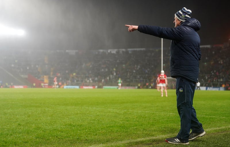 Limerick manager John Kiely issues instructions from the sideline. Photograph: James Lawlor/Inpho