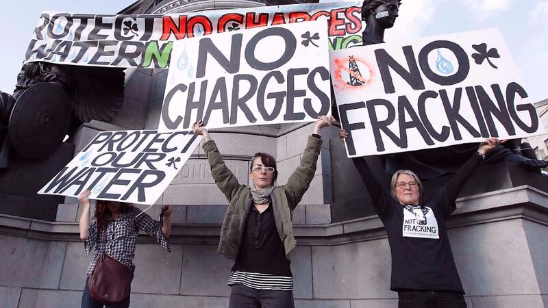 Participants in Saturday's water protests in Dublin. Photograph: Stephen Collins/Collins Photos