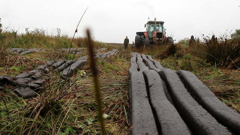 Machine-cut turf at Barroughter Bog, Portumna, Co Galway on Saturday. The bogs are being harvested despite  their designation as EU special areas of conservation. Photograph: Hany Marzouk