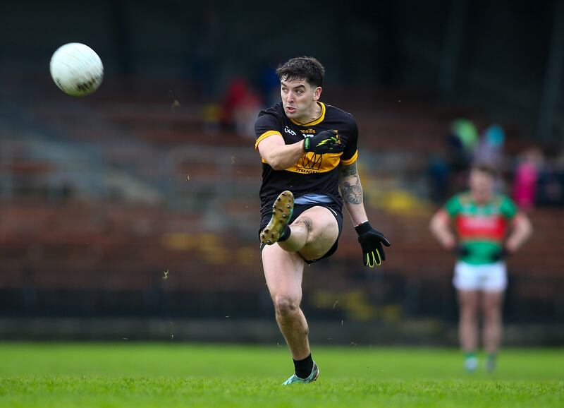 Rathgormack v Dr Crokes: Dr Crokes' Tony Brosnan shoots at the goal during the Munster GAA Senior Football Club Championship semi-final, Fraher Field, Waterford. Photograph: Ken Sutton/Inpho 