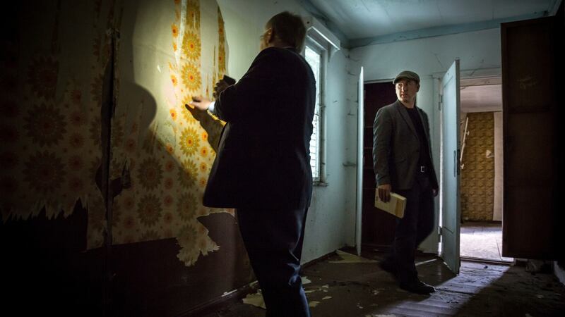 Thomas Harding (right), in his great-grandfather’s home, known as the Alexander House, which was seized by the Nazis and only recently returned to the family, in Gross Glienicke, Germany. Photograph: Gordon Welters/New York Times