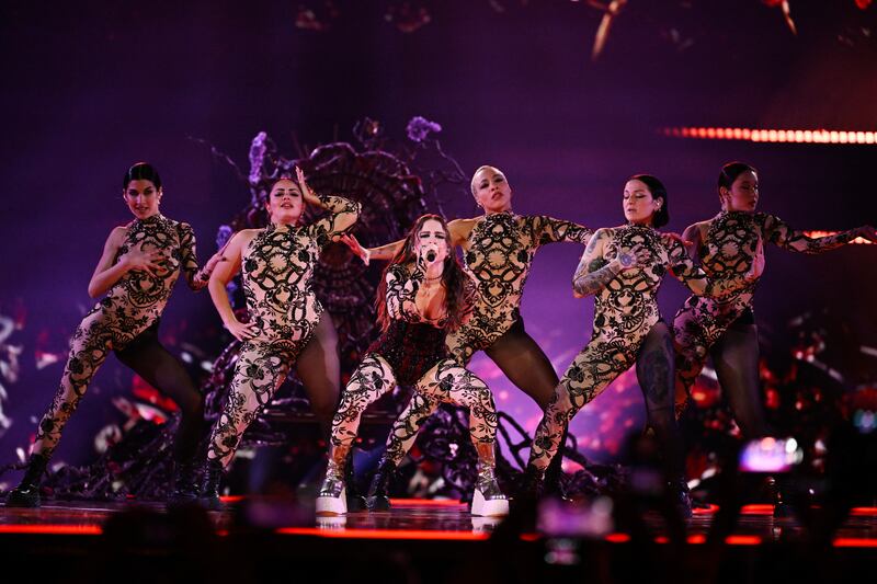 Angelina Mango representing Italy with the song La Noia. Photograph: Jessica Gow/AFP via Getty