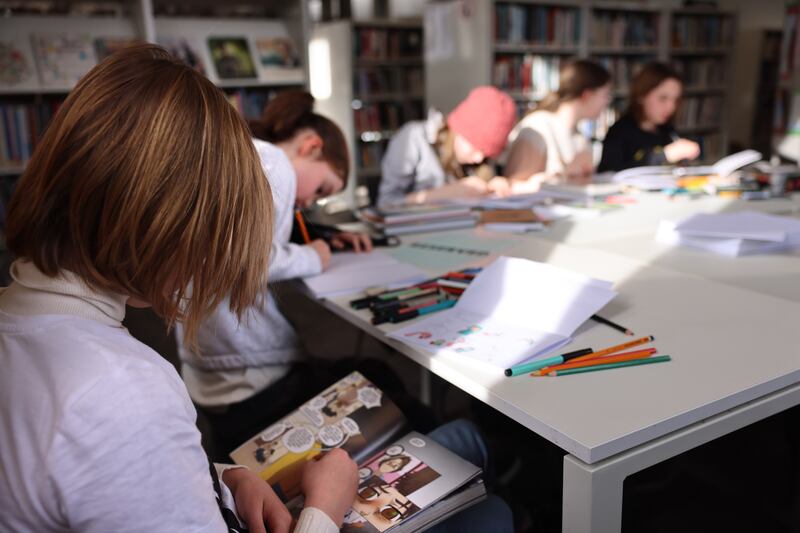 Bray Library: Teenagers can be hard to get through the door, says librarian Vita Coleman, but the Saturday Teen Comic Club is a hit. 
Photograph: Dara Mac Dónaill







