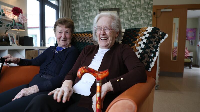 Long-time residents  and best friends Joan Hechler and Mary Mernagh  in the sittingroom.  Photograph: Nick Bradshaw