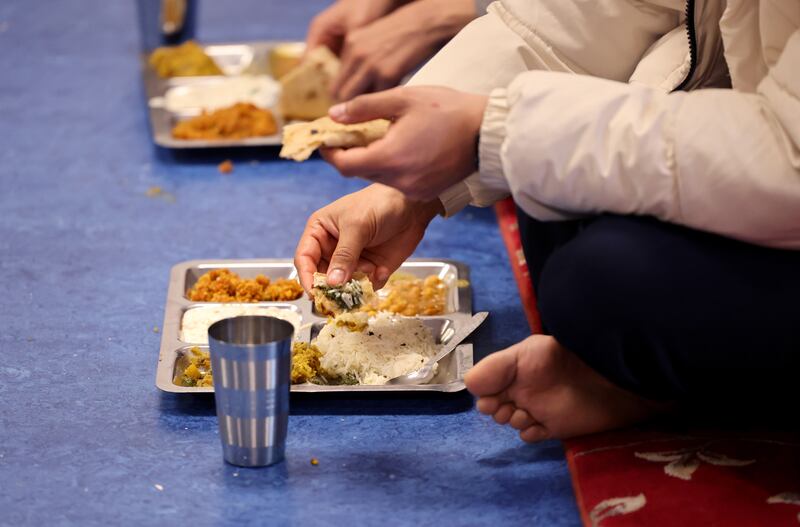 Langar at Gurdwara Guru Nanak Darbar, Ballsbridge, Dublin. 
Photograph: Dara Mac Dónaill