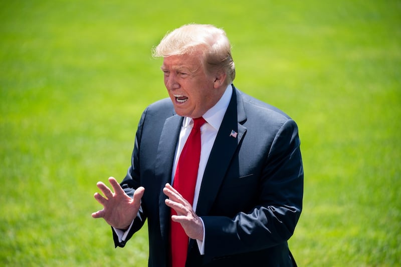 Donald  Trump  also denounced Nancy Pelosi and the Mueller report. Photograph: Jim Lo Scalzo/EPA